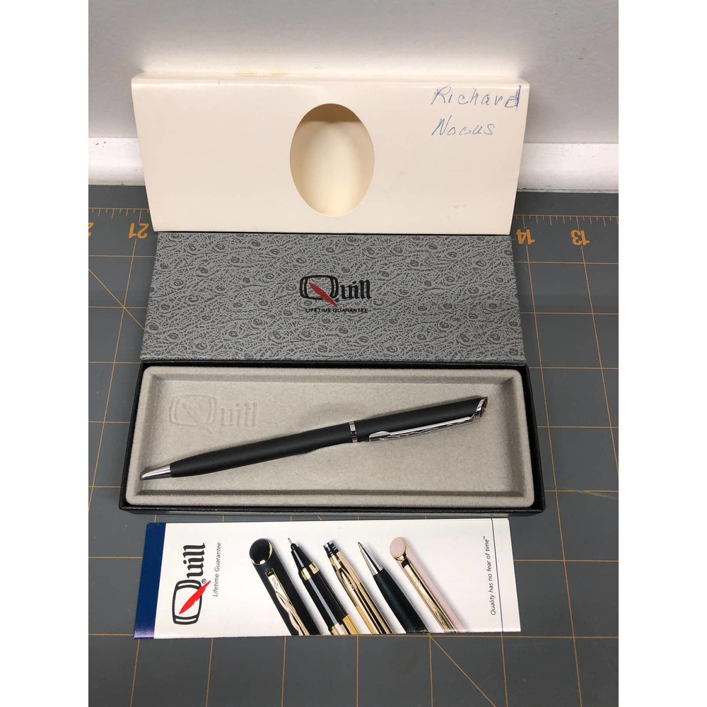 Quill Lifetime USA Ball Point Pen Matte Black Chrome 1993